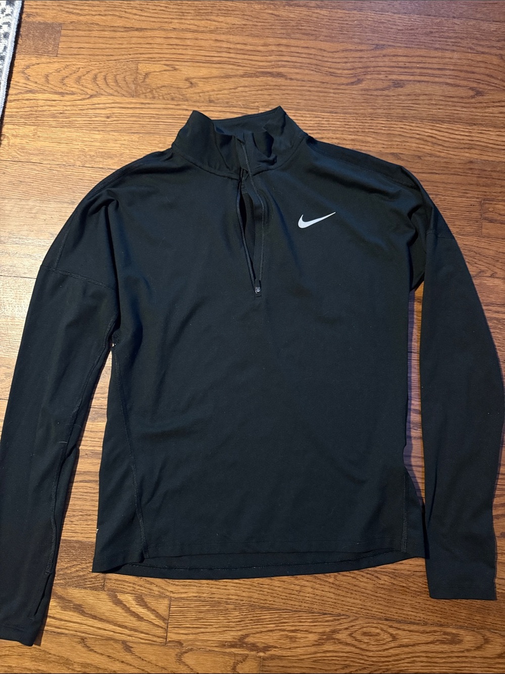 Nike Black Long-Sleeve Half-Zip Top with White Swoosh